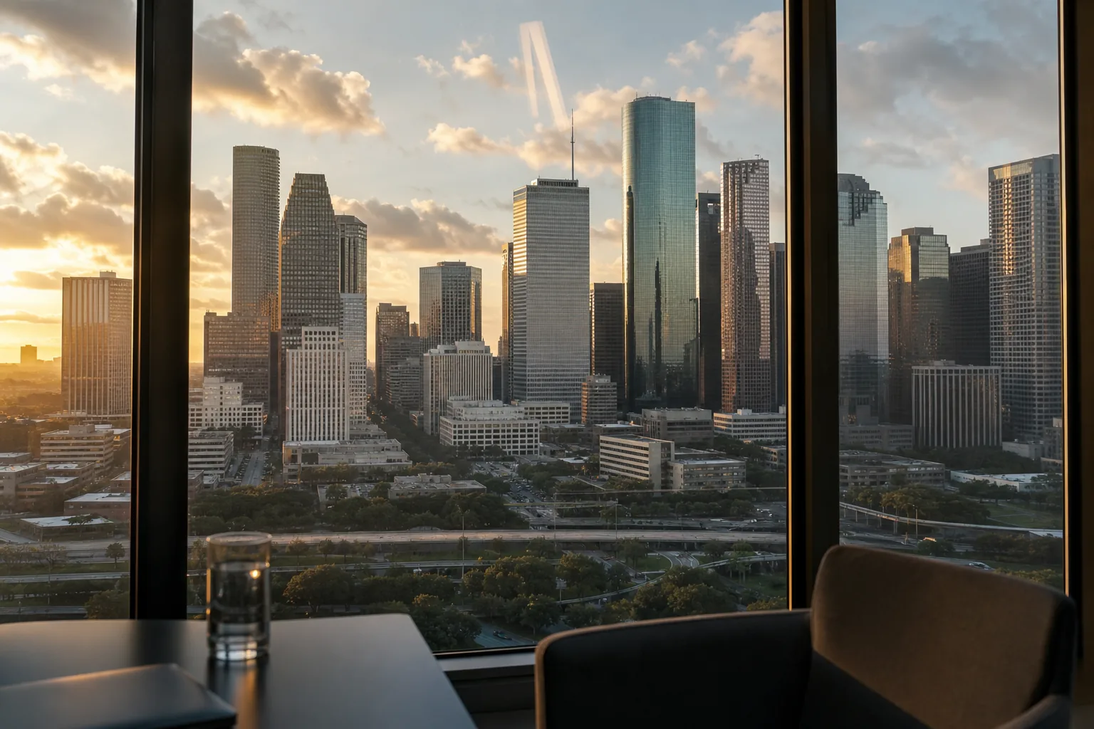 The Houston skyline from the boardroom